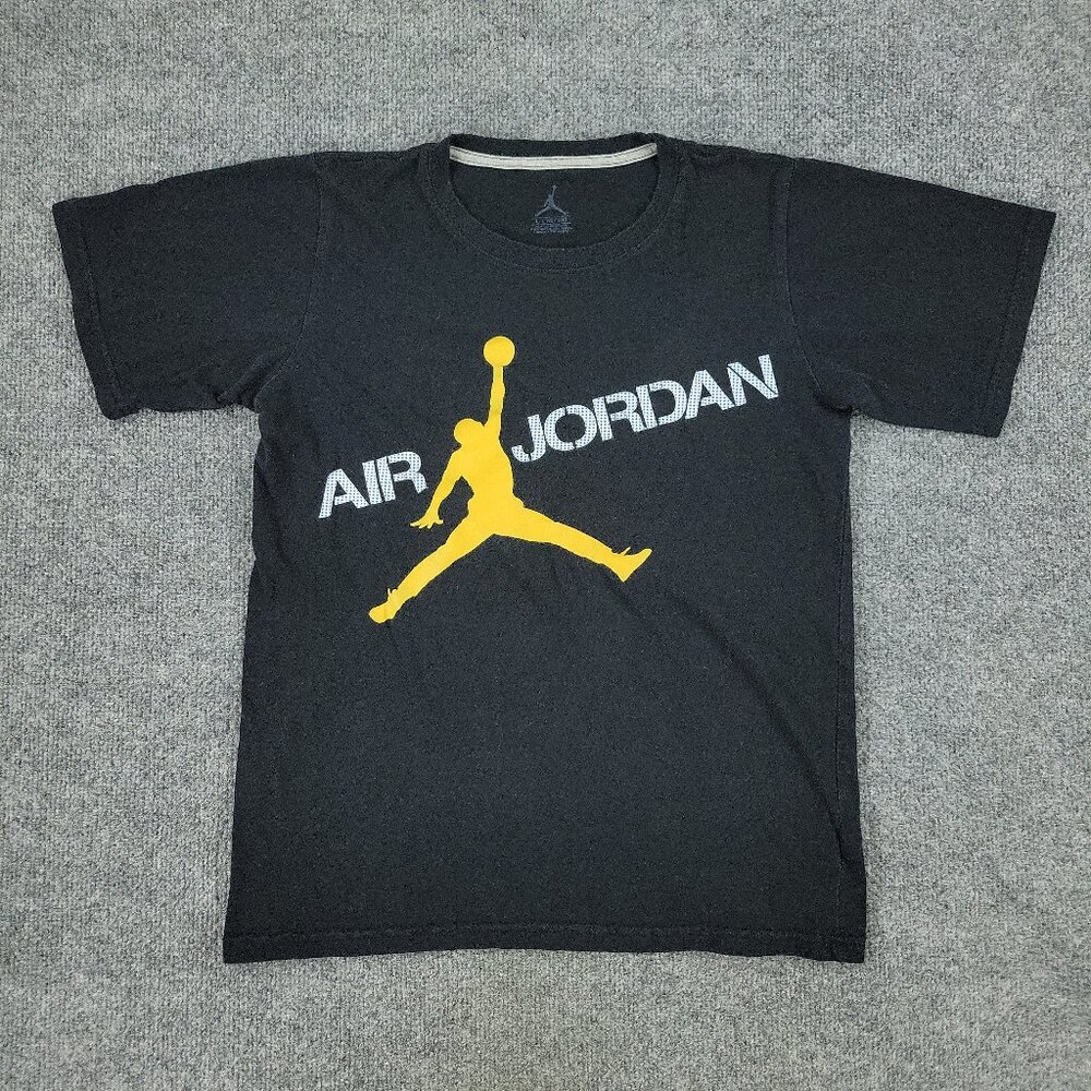 Jordan Shirt Boy's Large Black Air Jordan Jumpman Graphic Crew Neck Short Sleeve